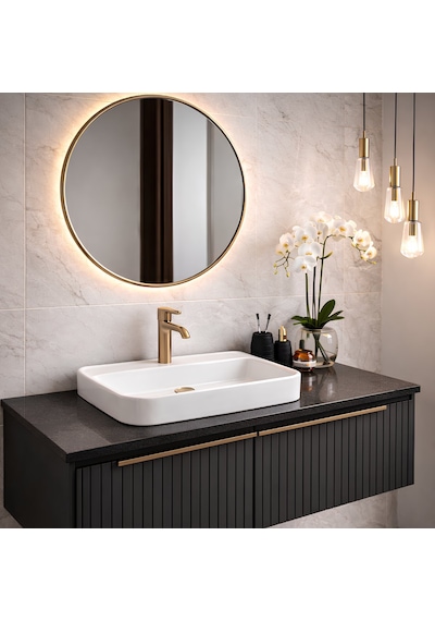 Turavit Loft Dikdörtgen Tezgâh Üstü Batarya Delikli Beyaz Lavabo 60x40 Cm Lft0710 Beyaz