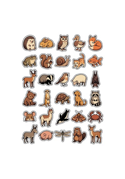 30 Adet Vintage Sevimli Hayvanlar Sticker Seti - Laptop Defter Ajanda İçin Çok Renkli