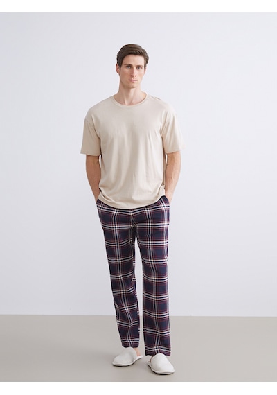 LC Waikiki Lc Waıkıkı Lacivert Kalın Ekose Erkek Pijama Alt