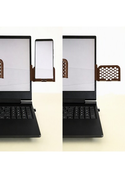3d Baskı Monitor Telefon Tutucu - Petek Desenli Laptop Kenar Telefon Tutucu-kahverengi Diğer