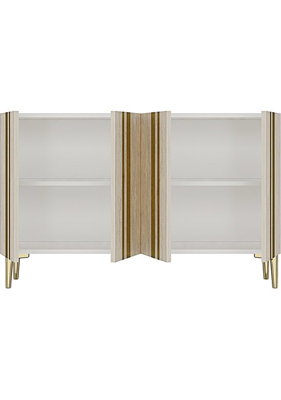 Ka1230btg Mia Konsol Ve Tv Sehpası Beyaz-traverten-gold 120cm