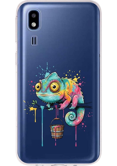 Samsung Galaxy A2 Core İle Uyumlu Splash Bukalemun Tasarımlı Şeffaf Silikon Kılıf Şeffaf