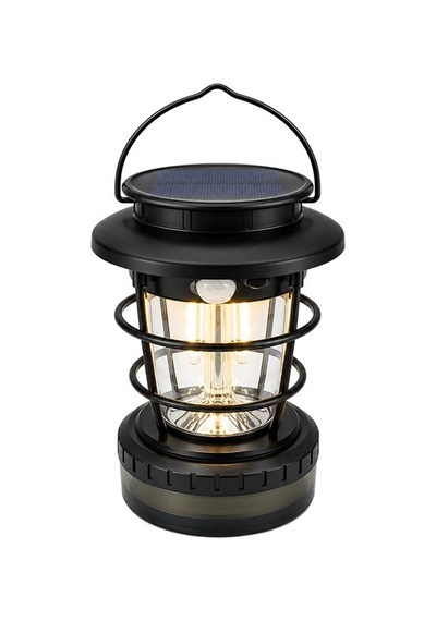 Powermaster Hop-8819 Solar Güneş Panelli Sensörlü Kamp Lambası Filament + Smd + Rgb Şerit Siyah