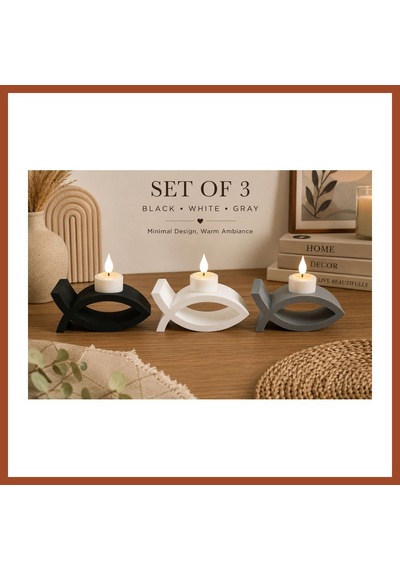 Bezos 3d Baskı 3lü Balık Figürlü Dekoratif Mumluk Seti - Tealight Mumluk, Modern Ev Ve Ofis Dekoru Pro