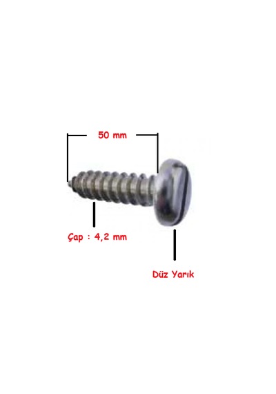 Silindir Baş Saç Vidası 4,2x50 Düz Yarıklı 100 Adet 4.2 x 50