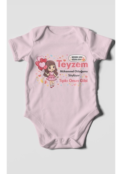 Morivokids Teyzeye Özel Kısa Kollu Bebek Body %100 Pamuk Zbn89-kk Bebe Pembe