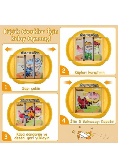 Gokidy 4 Farklı Eğlenceli Dönen Puzzle Sarı