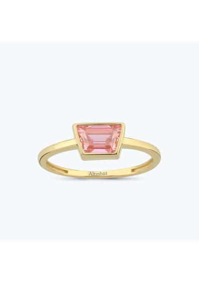 Altınbaş Pembe Taşlı Altın Dörtgen Yüzük Ayz00477-y-25842-p Çok Renkli