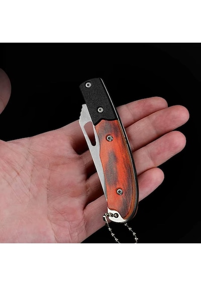 Valkyrie Katlanır Kamp Çakı 16cm 3cr13 Paslanmaz Çelik Mini Cep Kamp Bıçağı Outdoor Kullanım Anahtarlık Halkalı Kahverengi