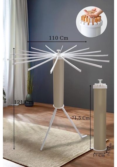 House Plus Hely Açılıp Kapanabilir 360 Dönebilen Kurutmalık Askısı Bej Krt57058-4 Bej