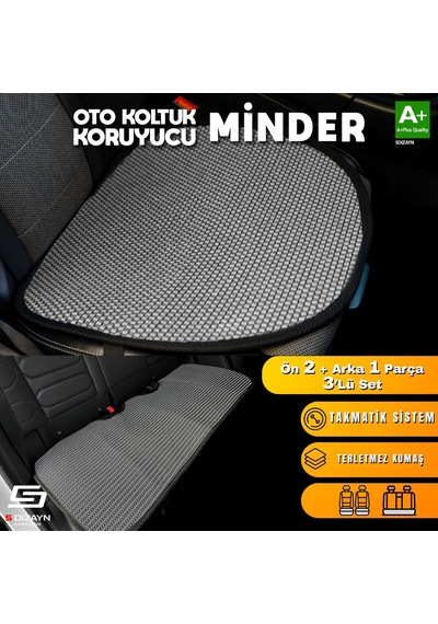 S-dizayn Oto Koltuk Koruyucu Alt Minder Füme Universal 2+1 Parça Ön Arka A+ Kalite
