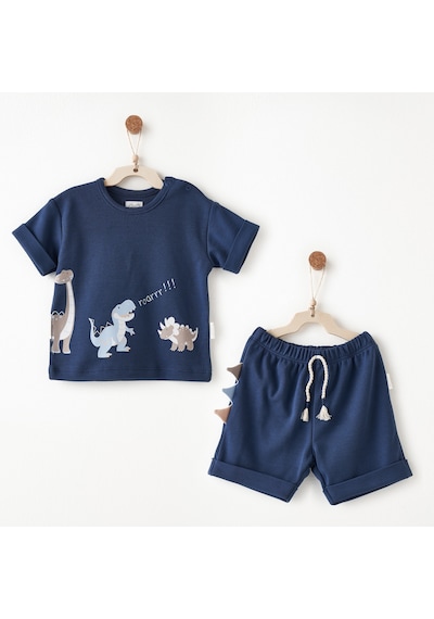 Andywawa Relax Time Bebek Şort T-shirt Takım Ac26733 Lacivert