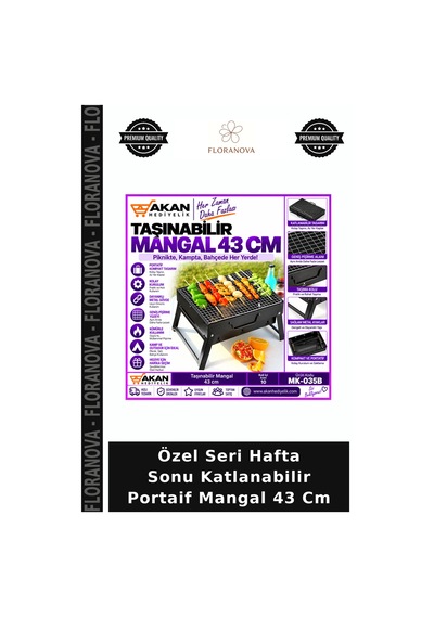 Özel Seri Hafta Sonu Katlanabilir Portaif Mangal 43 Cm Çok Renkli