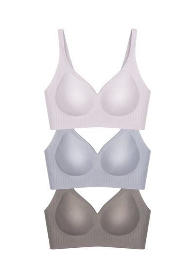 Cottonhill Seamless Bra - Slight Lazer Kesim Dikişsiz Dilim Detaylı Balensiz Kadın Sütyen 3'lü Paket-2 Çok Renkli