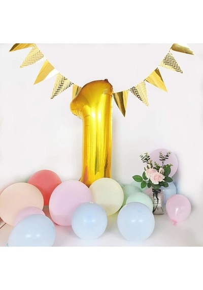 Folyo Balon 1 Rakamı Helyum Balon 76 Cm Altın Renk