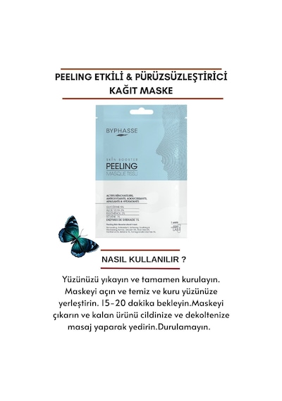 Byphasse Peeling Etkili Ve Pürüzsüzleştirici Skin Booster Kağıt Yüz Maskesi