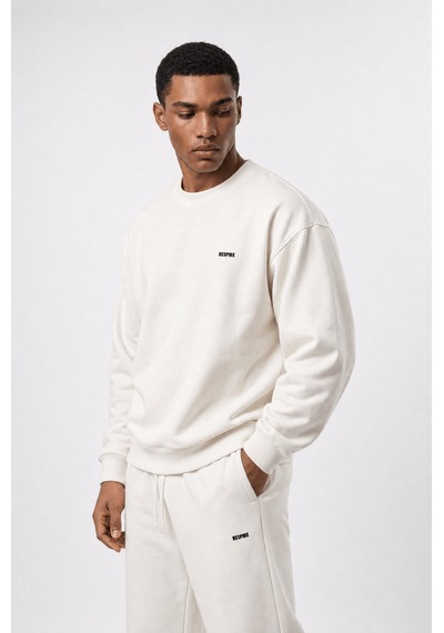 Erkek Respire Basic Oversize Sweatshirt Ekru