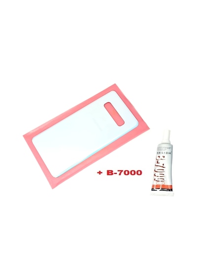 Samsung Galaxy Uyumlu S10 Plus Arka Pil Batarya Kapağı Cam+b-7000 Beyaz