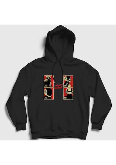 Presmono Unisex Band Daft Punk Kapüşonlu Sweatshirt Siyah