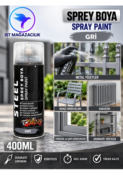 İst Steel Sprey Boya Gri 400 Ml 07 Gri