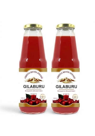 Gilaburu Meyve Pulplu İçecek 2 X 1000 Ml Özel Cam Şişe Katkısız Giritli Metin Efendi