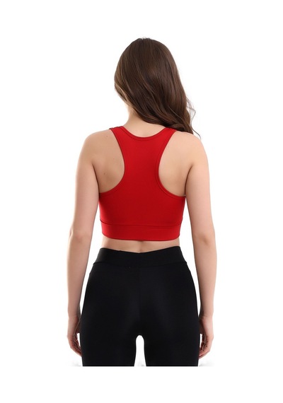 EMFURE Kırmızı Fermuarlı Spor Büstiyer - Sports Bra / Crop Destekli Spor Sütyeni Kırmızı