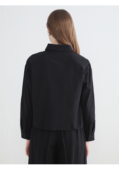 Lcw Modest Siyah Loose Fit Kadın Gömlek
