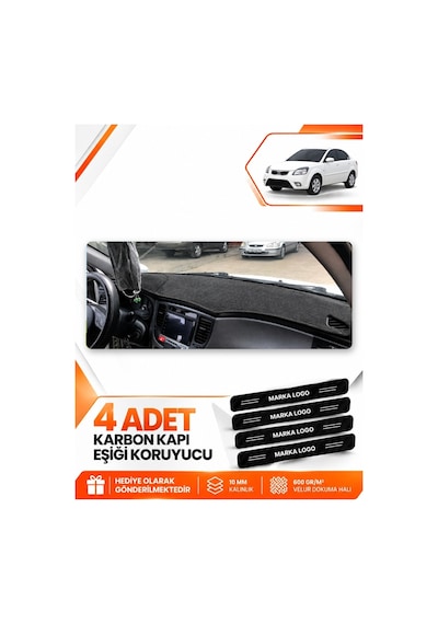 Kia Rio Pride 2005-2011 Uyumlu Torpido Koruma Koruyucu Kılıfı Halısı Örtü Göğüs - Siyah