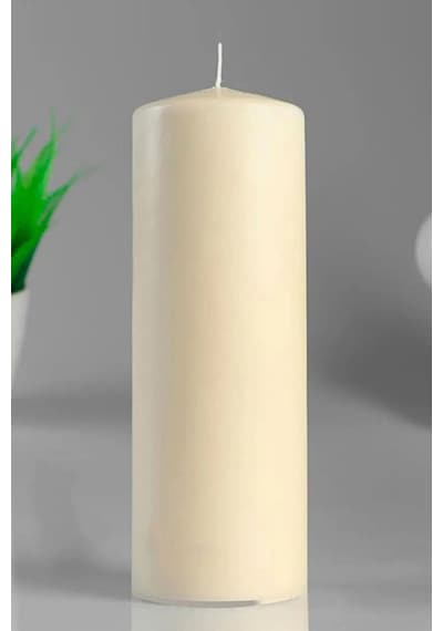 Silindir Kütük Mum Krem Lavanta Kokulu Genişlik 8 Cm - Yükseklik 20 Cm Bej
