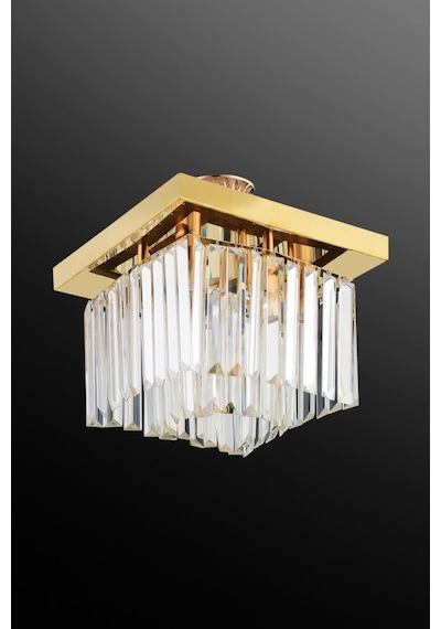 İstanbul Avize Yasemin 30 Cm Kare Gold Kristal Taşlı Avize Altın