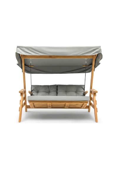 Riva Swing Ahşap Dış Mekan Bahçe Balkon Ve Teras Salıncağı Açık Renk Ağaç Salıncak Gri