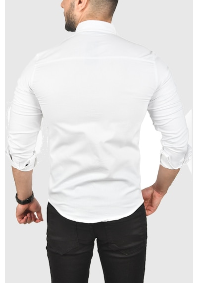 Deepsea Erkek Beyaz Slim Fit Pamuklu Cepli Kot Gömlek Çıtçıtlı Uzun Kollu Spor Gömlek 2502503 Beyaz