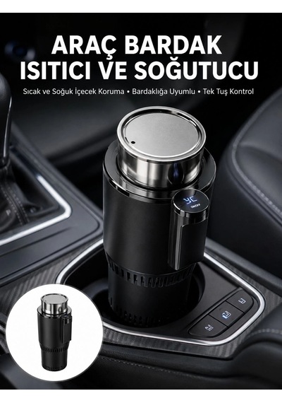 Isıtma Soğutma Özellikli Araç Bardaklığı Çakmak Girişli Akıllı Yeni Nesil Renkli