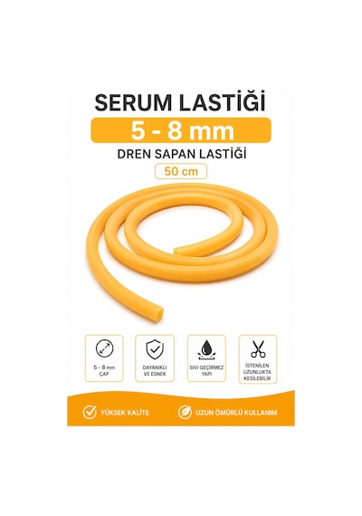 50 Cm Serum Lastiği 5-8 Mm Dren Lastiği Sapan Lastiği Esnek Dayanıklı Kauçuk