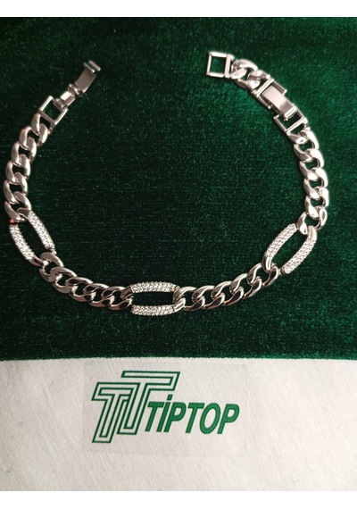 Tiptop/ Gümüş Renk Zincir Model Zirkon Taşlı Bileklik Gümüş
