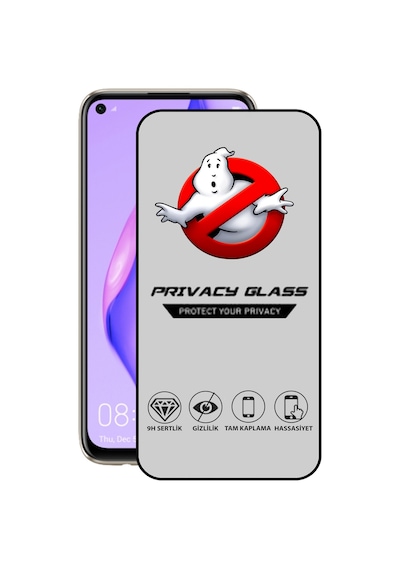 Huawei P40 Lite Tam Kaplayan Temperli Gizli Hayalet Ekran Koruyucu