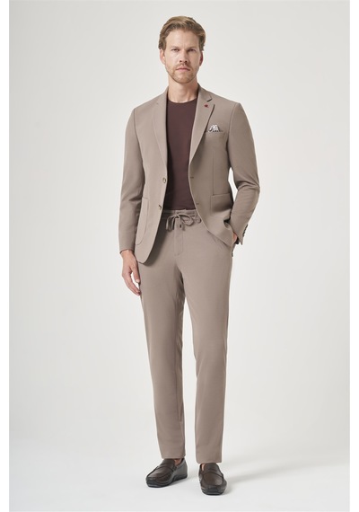 İmza Kahverengi Mono Yaka 6 Drop Slim Fit Beli Lastikli Takım Elbise 1001260194 Sütlü Kahverengi İmza Kahverengi Mono Yaka 6 Drop Slim Fit Beli Lastikli Takım Elbise 1001260194 Sütlü Kahverengi