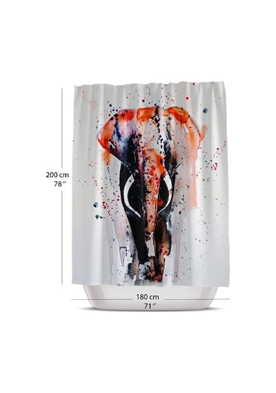 Ayrex Dijital Baskılı Banyo Perdeleri Yüksek Kaliteli Polyester Kumaş Banyo Perdesi Fil Desen Duş Perdesi Solmaz Su Diğer