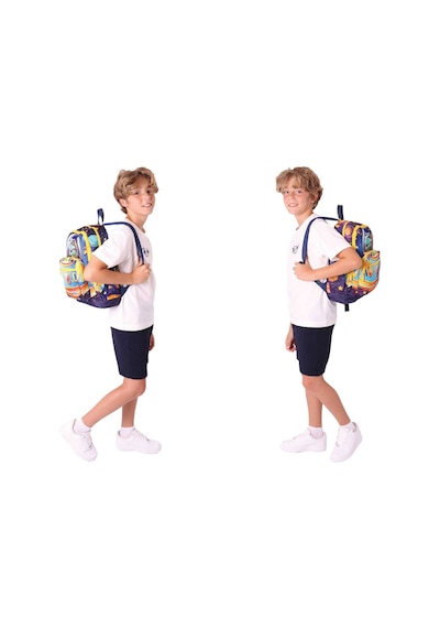 Kaukko Kids Dört Bölmeli Okul Çantası + Beslenme +kalemlik Seti Astronot Dinazor - Erkek Çocuk - Mavi Sarı Mavi - Sarı