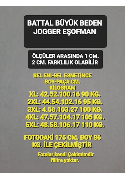 Erkek Jogger Battal Boy Büyük Beden Eşofman Altı Pike Kumaş