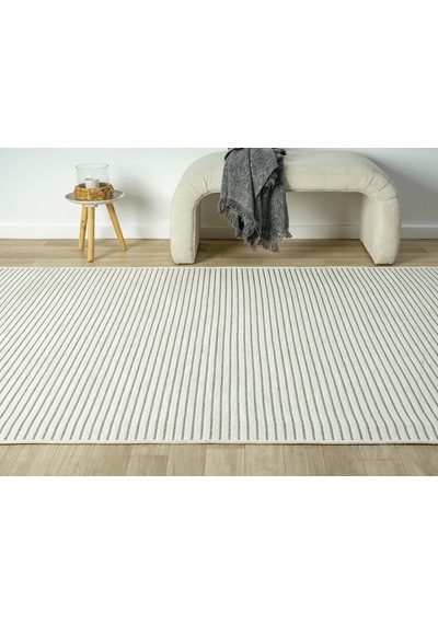 Aura Fitil Krem- Pamuk Tabanlı Yıkanılabilir Şönil Kilim