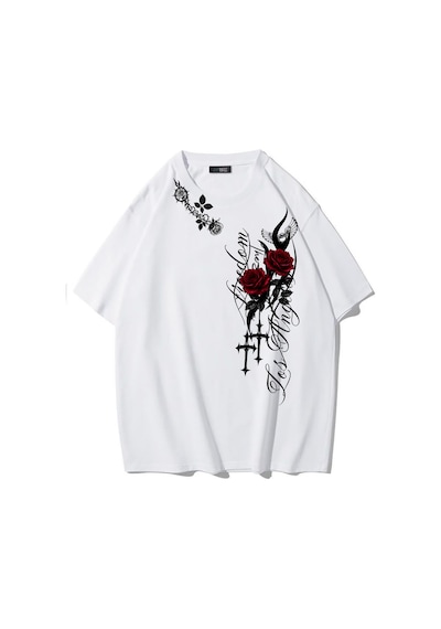 Brz Collectıon Brz Collection Unisex Oversize Thorned Romanca T-shirt Beyaz