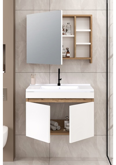 %100 Mdf 80 Cm Saura Banyo Dolabı Beyaz