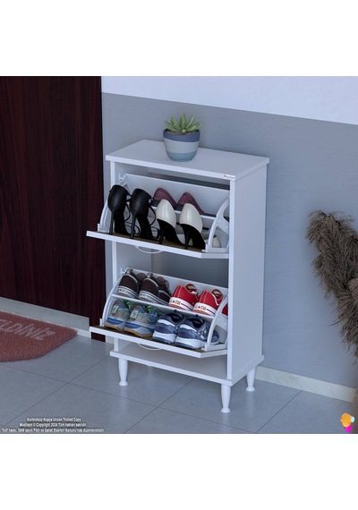 Eliusta Kalvo 52 Cm Genişlikte Meşe Renk Ayakkabılık 52x86x26 Cm Ayaklı Ayakkabılık Meşe
