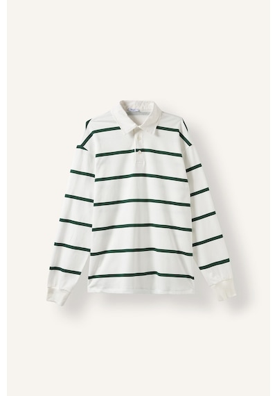Defacto %100 Pamuk Relax Fit Çizgili Polo Yaka Uzun Kol Sweatshirt H5038ax26augn149 Yeşil-gn149