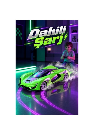 Oyuncak Uzaktan Kumandalı Buharlı Araba Aerodinamik Spoiler Ve Kanatçıklı Led Işıklı Dahili Şarjlı Park Simülasyonlu Drift Araba Yeşil