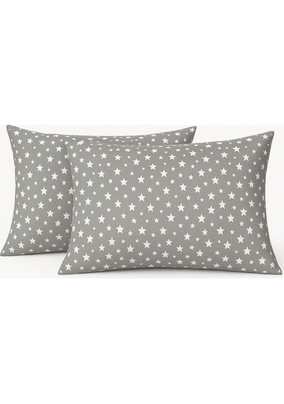 Lionas Desenli Pamuklu Yıldız Desen Yastık Kılıfı 2 Adet 50 X 70cm Gri