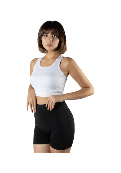 Terapi Men Beyaz Sırt Detaylı Kare Yaka Fitted/vücuda Oturan Spor Sütyeni Beyaz