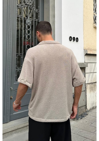 Taş Dokulu 04 Ee Oversize Gömlek Taş