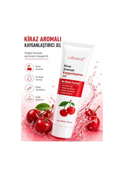 Kiraz Aromalı Su Bazlı Ekstra Kayganlaştırıcı Jel 100 Ml Yenilebilir Kiraz Hazzı Aromalı Kaydırıcı Jel